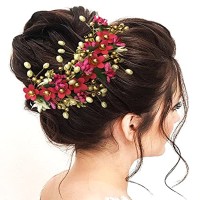 Hair Flare Women Atrificial Flower Made Hair Accessories And Hair Pin for Women - Dark Pink,