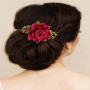 Hair Flare Plastic Hair Accessories for Women Stylish 1941 Pins Artificial Flowers Accessories for Weddings, Golden.